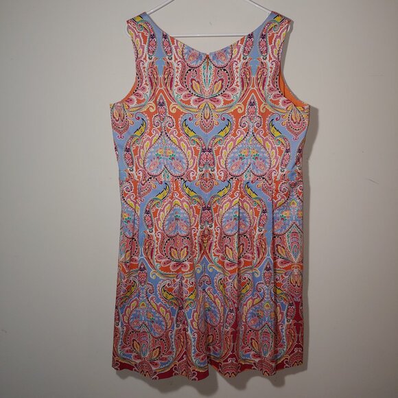 Talbots Paisley Print Sleeveless Summer Dress Midi Size 18P Orange - Picture 4 of 8